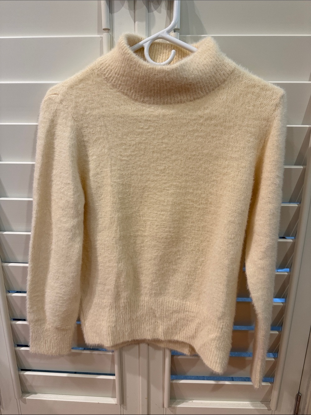 Who What Wear Cream Fuzzy Mock Neck Sweater